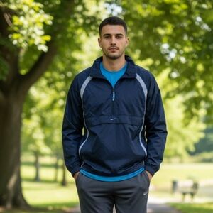 Nike Dark Blue Windbreaker Jacket Men’s Small Like New